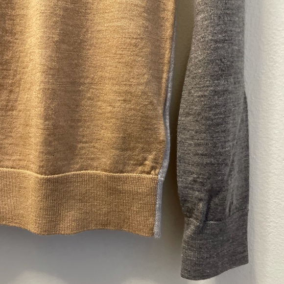 Marks and Spencer Merino Wool Light Brown and Grey Sweater - Picture 8 of 13